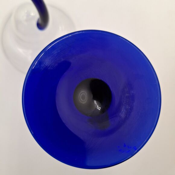 Libby Bravura Margarita Glasses Cobalt Blue Curved Stem 7.25" Set Of 2 - Picture 7 of 10